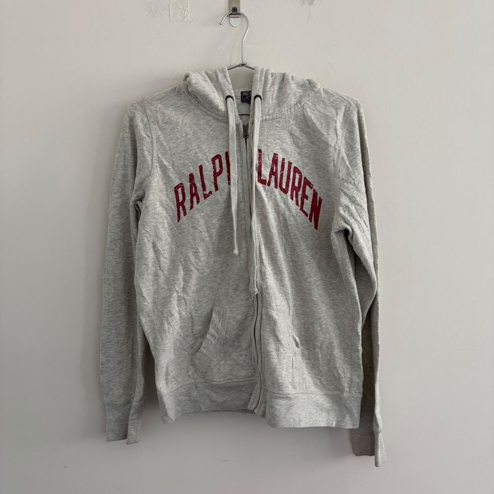 Polo Jeans Co Ralph Lauren Grey Full Zip Hoodie Spell Out L